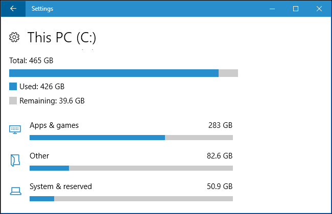 Windows 10 Storage
