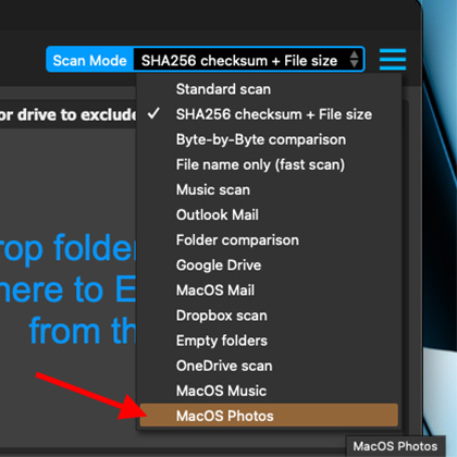 macOS Photos Scan Mode