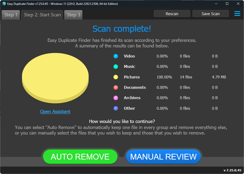 Easy Duplicate Finder - Scan Completed