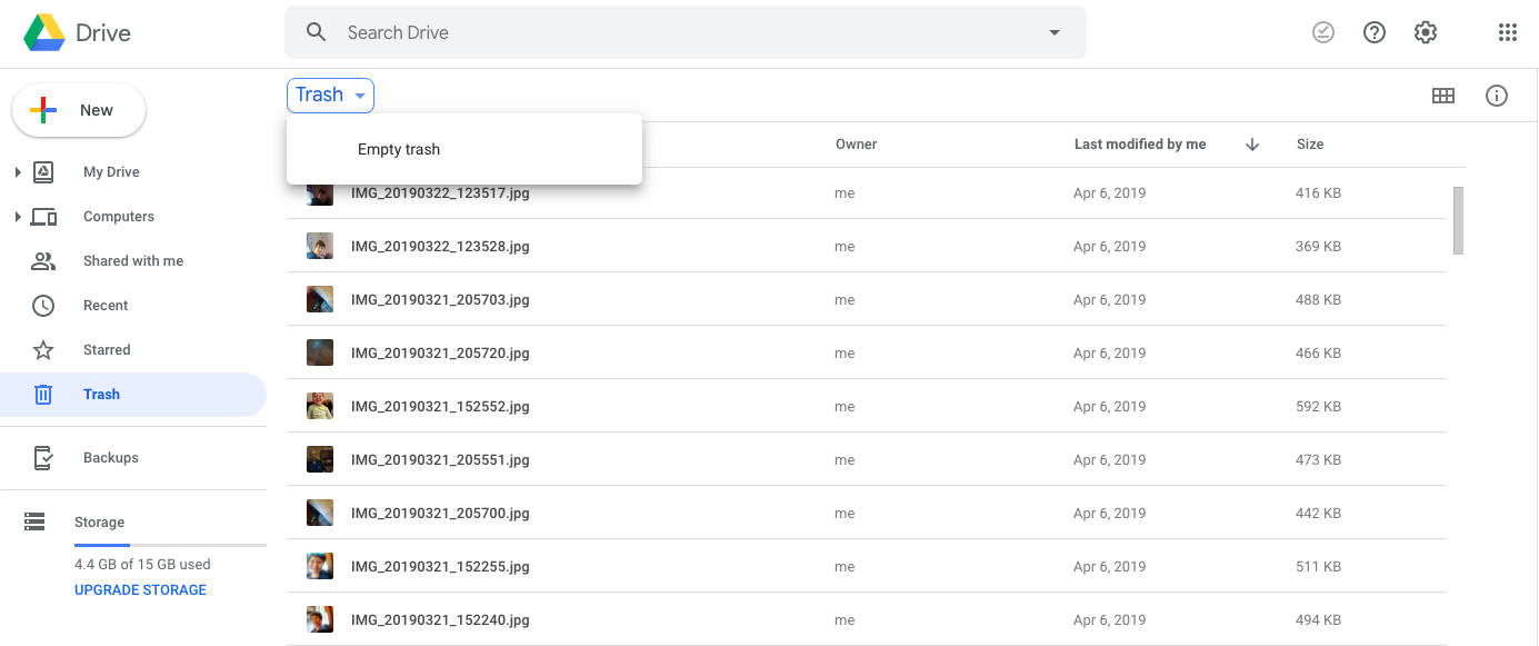 Google Drive Empty Trash