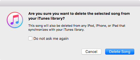 iTunes Confirm Delete